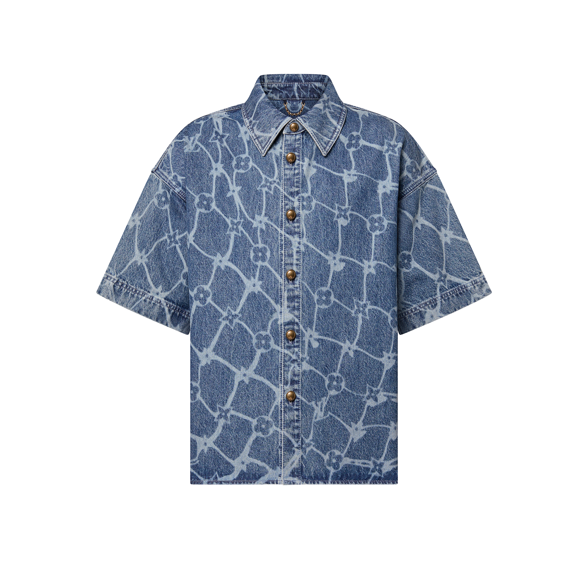 เสื้อเชิ้ตเดนิมแขนสั้นพิมพ์ลาย Monogram  in ผู้ชาย's เสื้อผ้า เสื้อเชิ้ตสำหรับผู้ชาย collections by Louis Vuitton (การย่อ/ขยายผลิตภัณฑ์)